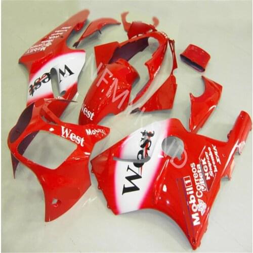 Hot sales For Kawasaki Ninja ZX12R 2000-2001 ZX 12R 00-01 red white WEST Motorcycle Fairing Kit (Injection molding)