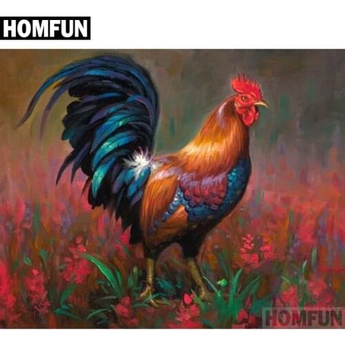 HOMFUN Full Square/Round Drill 5D DIY Diamond Painting "Flower rooster" Embroidery Cross Stitch 5D Home Decor Gift A06031
