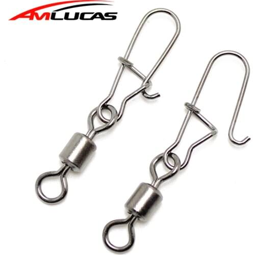 Amlucas 20pcs Fishing Rolling Swivel Nice Snap stainless steel fishing Accessories Connector Link fishing snap swivels WE331