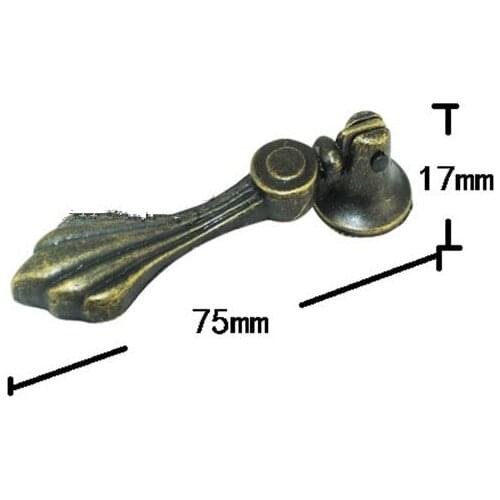 Antique Chinese Style Handle Drawer Wardrobe Door Handle Wooden Box Handles With Screws Zinc Alloy,Bronze Tone,75*17mm