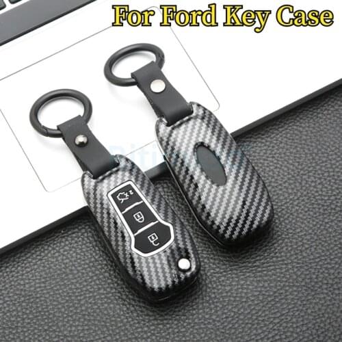 Carbon Fiber ABS Car Folding Key Cover Case for Ford Ranger Fiesta Mondeo Mk4 Escort Everest 2019 S Max Kuga2 Focus MK3 Ecosport