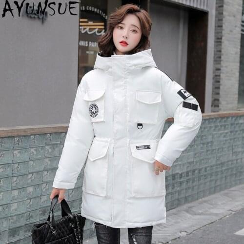 AYUNSUE Winter Clothes Women Autumn New Hooded Cotton Parkas Famale Medium-long Korean Style Coat Ladies Jaqueta Feminina SQQ101