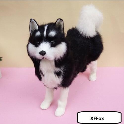 Big real life husky dog model plastic&furs black dog doll gift about 29x8x24cm xf1623