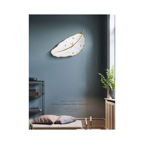 Living Room Clock Silent Decoration Clock Wall Creative Fashion Simple Modern Household Light Luxury Watch Leaf