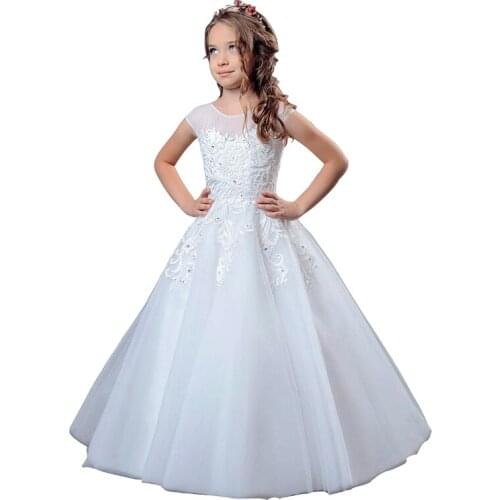 Abaowedding Elegant Long Holy Communion Dress For Girls Spring Child Wedding Evening Dress For 2-12 Years Old