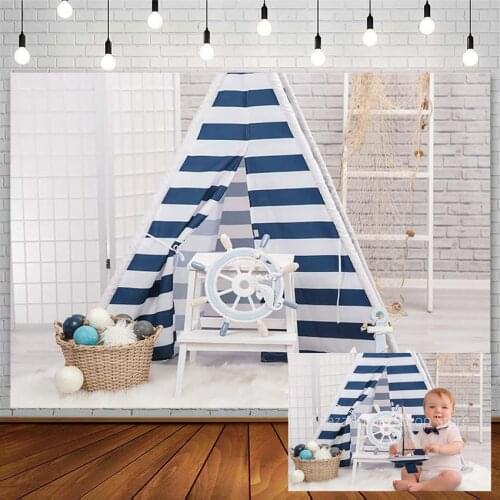 Avezano Baby Shower Backdrop Navigation Navy Stripe Newborn Professional Photography Background Photo Studio Photocall Photozone