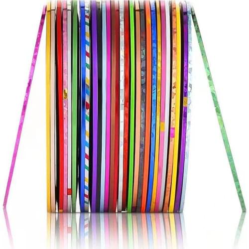 30 Rolls/Set Mixed Color Nail Striping Sticker Holographic 3D Strips Liner Tape For Nail Art Tips Decorations Nail Foil Decals