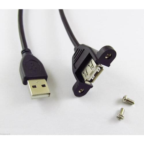 10pcs USB 2.0 A Male To USB A Female Panel Mount Adapter Extend Cable Screw Lock 50cm