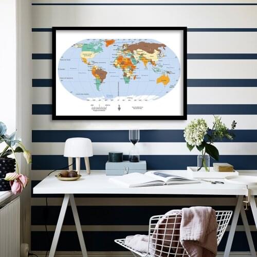 90*60cm The Portuguese World Map Wall Art Poster Decorative Canvas Painting Living Room Home Decoration Children School Supply