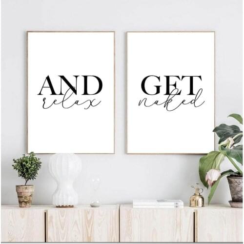 Canvas Painting Get Naked and Relax Posters and Prints Toilet Life Quote Modular Wall Art Pictures For Bathroom Home Decor