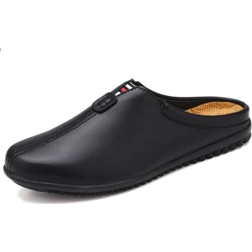 Half Shoes For Men Loafers Luxury Brand Italian Fashion Summer Casual Lazy Boat Shoes Men leather Slip On Breathable Shoes Black