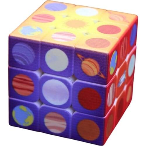 Magic Cube Magnetique Stress Reliever Speed Cube UV Printing Solar System Learning Puzzles Cubes Toys Creative Educational Gift