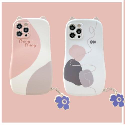 Sumkeymi 3D Cute ear INS Splicing Soft Silicone phone Case For iphone 12 11 pro Max 7 8 Puls X XR XS protection cover