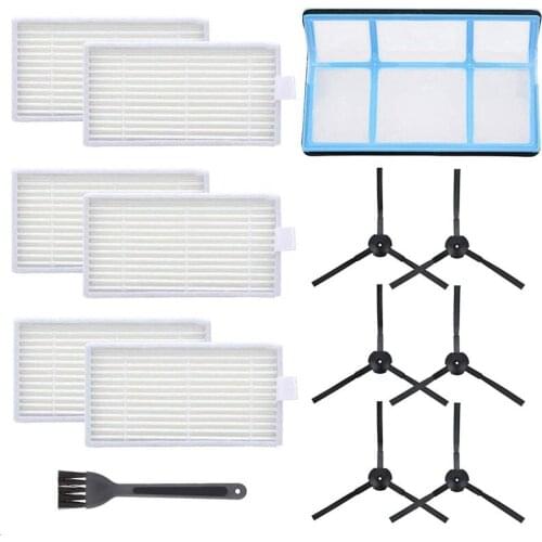 Vacuum Filter Kit Replacement for Robotic Vacuum Ilife V3 V3S V5 V5S,Pro Robot Vacuum Cleaner Filters and 6 Side Brushes and 1 P