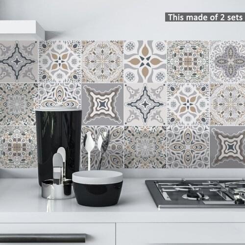 15*15cm/20*20cm Moroccan Style Retro Wall Tile Sticker Self Adhesive Waterproof DIY Wallpaper For Living Room Kitchen Decoration