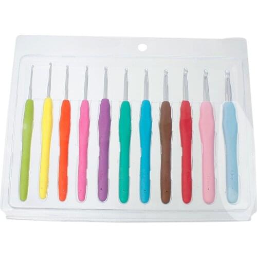 New Rubber Handle Crochet Hooks Needles Knit Weave Craft Yarn DIY Handmade Sewing Tools Crochet Knitting Needles At Random Color