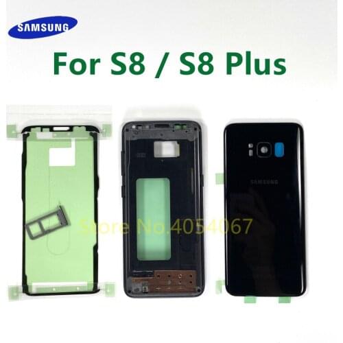 Complete Back Glass Battery Cover Door Front Middle Frame Replacement For Samsung Galaxy S8 G950F S8 Plus G955F Full Housing