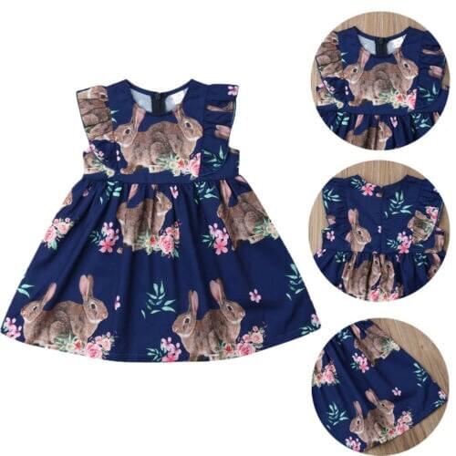 Pudcoco 2019 New Cute Toddler Baby Girl Easter Bunny Dress Princess Casual Summer TuTu Dress Sundress Clothes