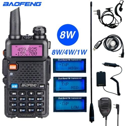 Baofeng UV 5R High Power 8W Walkie Talkie 10km Dual Band VHF/UHF Two Way Radio Portable Ham Radio Security UV-5R FM Transceiver