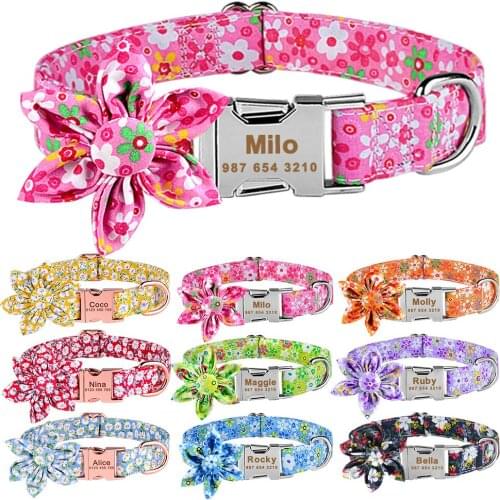 Adjustable Nylon Custom Free Engraved Dog Collar Personalized Cat Collar ID Tag Small Large Dog Collar Plaid Unisex Dog Collar
