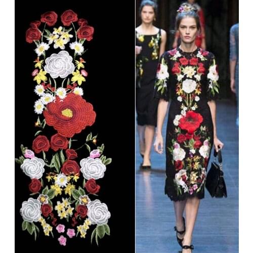 Lace patch Luxurious dress applique harpoon flowers lace fabric stage performance clothing DIY accessories