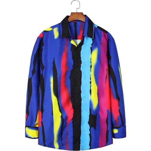 Mens Stripe Shirt Long Sleeve Vintage Men Shirts Casual Button Down Plus Size Shirt for Men 3XL