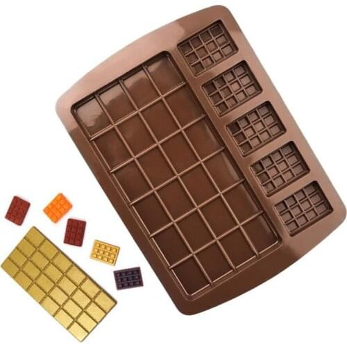 Silicone Mold Large Small Waffle Chocolate Molds Fondant DIY Candy Bar Mould Cake Decoration Tools Kitchen Baking Accessories