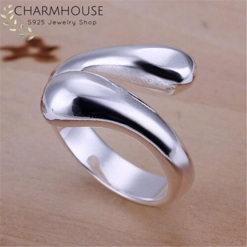 Sterling 925 Silver Rings For Women Waterdrop Ring Adjustable Wedding Band Fashion Jewelry Accessories Bague Anillo Bijoux