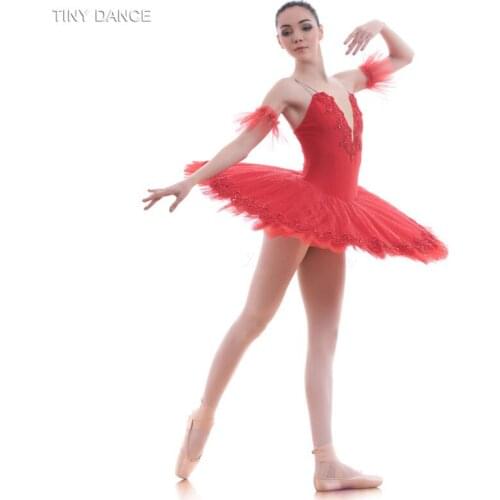 Sparkling Red Rehearsal Stiff Tulle Pancake Tutus Girls Standard Size Pre-Professional Ballet Dance Tutu Dress BLL050