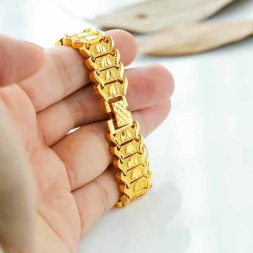 GorGor New Style Fashion Statement Jewelry Exquisite Workmanship Wrist Link Chain Copper Gold-plated Mens Bracelet 401