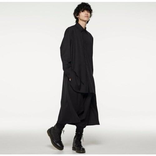 XS-6XL 2019 Mens clothing fashion medium-long long-sleeve personality loose shirt spring shirt trend plus size singer costumes