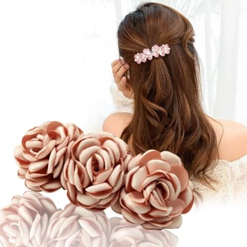 Hair Pin Cloth Art 3 Flower Hairpin Elegant Headdress Flowers Ladies Spring Clip for Women Headpiece Jewelry Bride Accessories