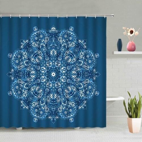 Bohemian Mandala Flower Shower Curtains Ethnic Style Bathroom Decoration Screen Bath Curtain Washable With Hook Set Home Decor
