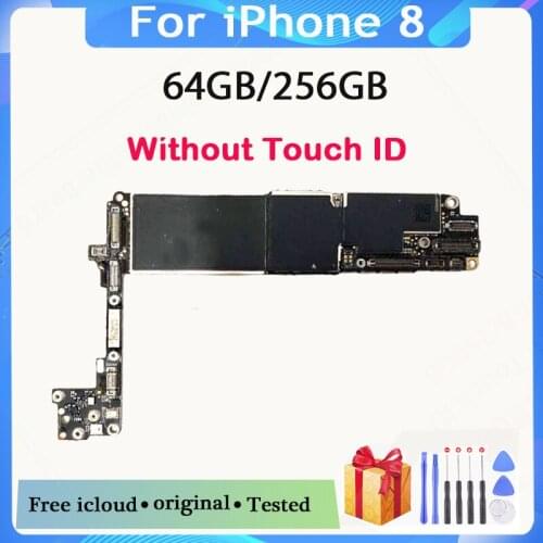 Factory unlocked for iphone 8 Motherboard Without Touch ID,100% Original for iphone 8 4.7inch Mainboard 64GB 256GB Good Working