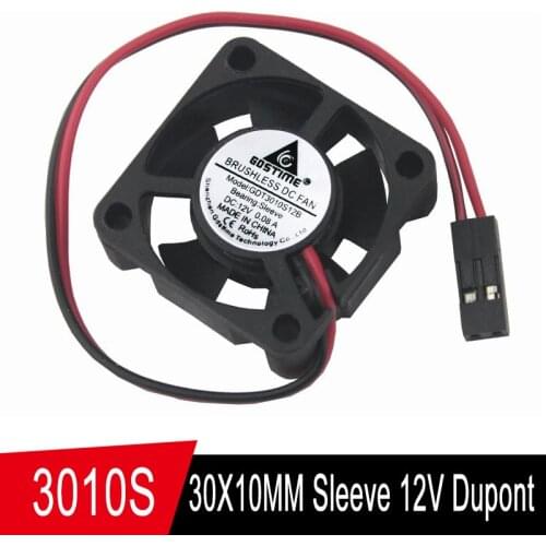 2Pcs Gdstime DC 12V Dupont 30*30*10mm 2Pin 3D printer cooler 30mm x 10mm Brushless Mirco Axial Cooling Fan 3010S