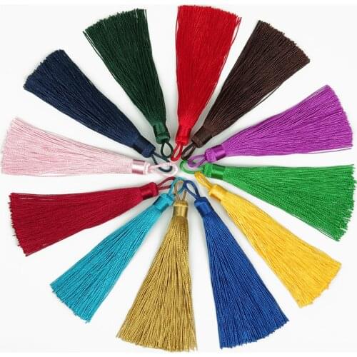 20 pcs/lot 12CM Hanging Rope 40cm Silk Tassel With Plate Long Fringe Pendant Finding Accessories for DIY Necklaces Jewelry