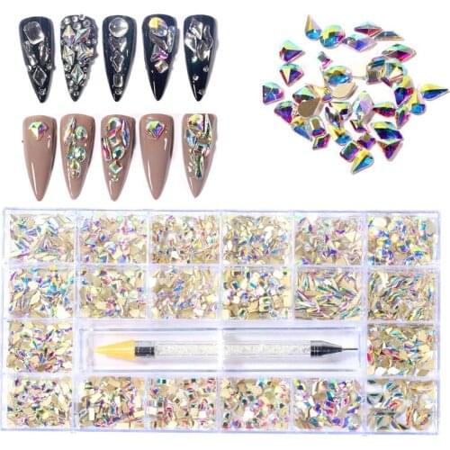 3D Nail Art Rhinestones Decorations Gems Multi-size Various Shapes With Drill Pen Design Nail Charms Supplies For Professionals