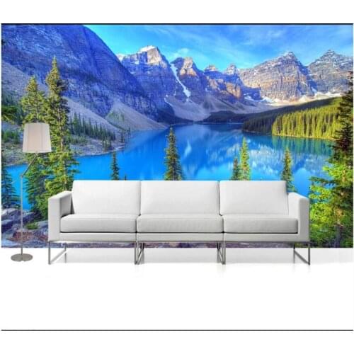 Custom photo 3d wallpaper Mountain peak snow mountain lake scenery living room home decor 3d wall murals wallpaper for walls 3 d