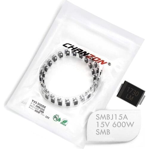 50 Pcs) SMD TVS Diodes SMBJ15A SMBJ15 600W 15V SMB (DO-214AA) Unidirectional Channel 600 Watt 15 Volt