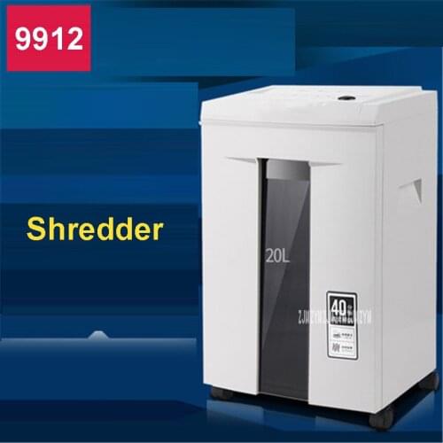9912 Electric paper shredder office 20L volume 220VAC 140W 6 pieces auto stop Paper shredder Drawer type Paper feed width 220mm