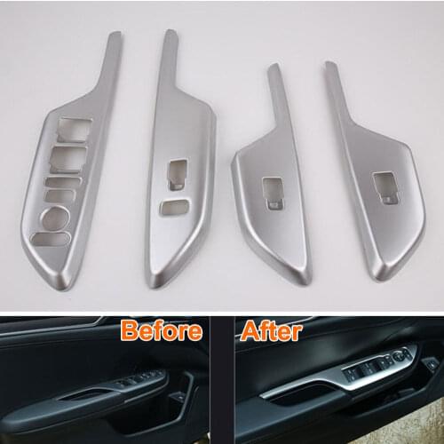 BBQ@FUKA 4x Inner Auto Car Door Window Switch Button Panel Cover Trim Bezel Fit For Honda Civic 2016 Car Accessories
