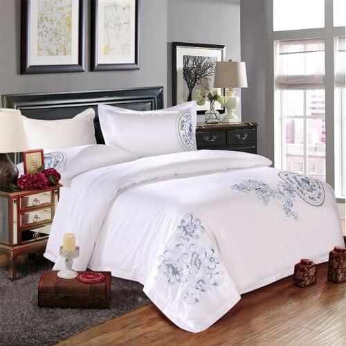 White Design Hotel Luxury Embroidered Hotel Linen Duvet Cover