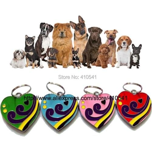 Free Shipping Pet Products Mix Random Colors Pet Tags 600PCS/LOT Heart Shaped Pet ID Tags Zinc Alloy Dog Name Tags Pet Collars