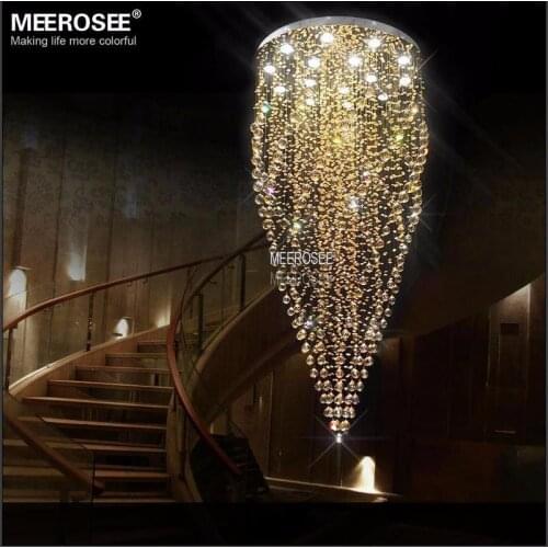 Large Crystal Ceiling Lights Fixture Amber Crystal Light lustre de cristal Lamp for Stair, Staircase with GU10 bulbs Dia 800mm