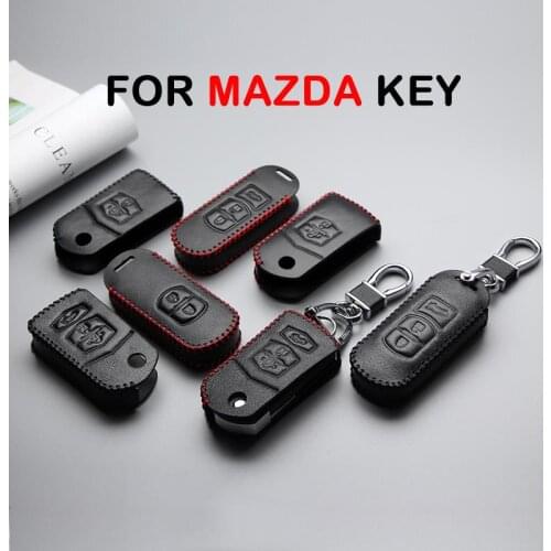 Genuine Leather Car Key Case Cover For Mazda 3 6 CX3 CX5 CX7 323 626 Familia Demio Anti-wear Protective Key Shell Car Styling