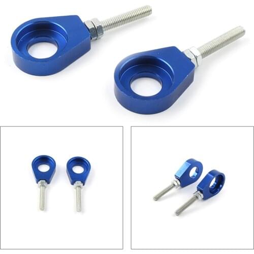CNC Aluminum Motorcycle Chain Adjuster Tensioner Block 15mm for Dirt Bike Quad ATV CRF50 SSR Blue 2Pcs