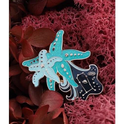 HOSENG Ocean Animals Green Starfish Alloy Badge Fashion Lapel Dress Enamel Jewelry Pin Luxury Party Birthday Gift HS_529