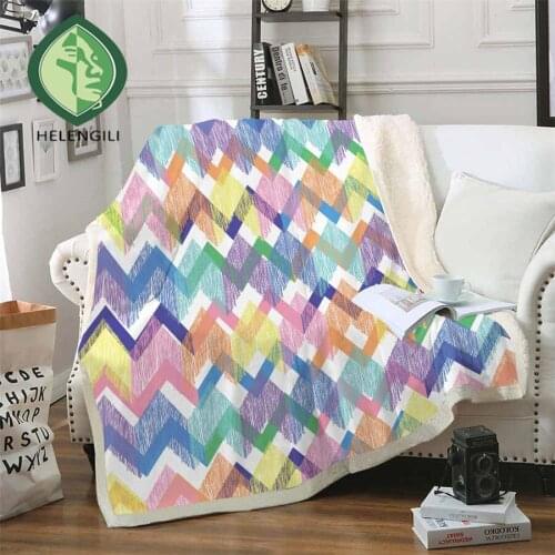 HELENGILI Geometric Corrugated Sherpa Blanket Girly Floral Bedspread Velvet Plush Soft Comfortable Home Camping Aircraft Blanket