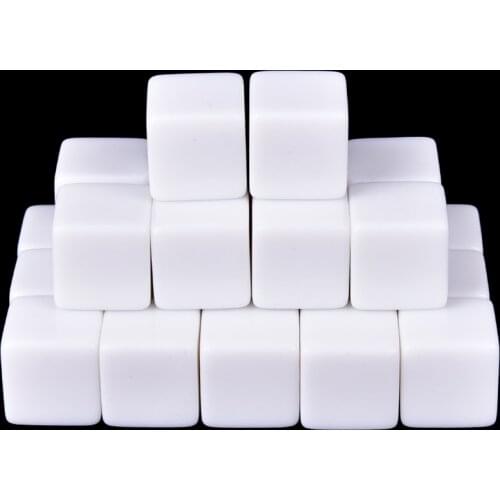 25PCS Gaming Dice Standard Six Sided Round Corner Die RPG For Birthday Parties Other Game Accessories White 16mm