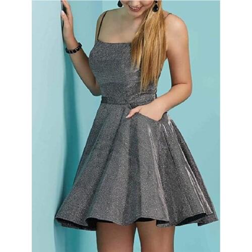 J16 Fashion New In Candy PInk A-Line Above-Knee Spaghetti Straps Homecoming Dresses/Formal Gowns Bling Free Shipping Pockets